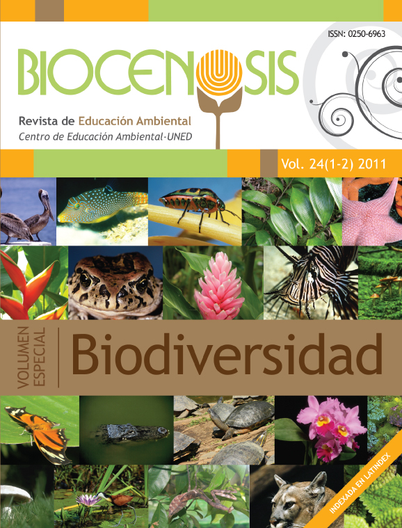 					Ver Vol. 24 Núm. 1-2 (2011): Biocenosis. Revista ambiental. Centro de Educación Ambiental- UNED
				